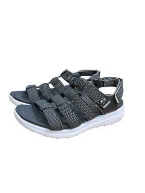 Ryka Illiana Fisherman Black Strappy Sport Sandals with White Sole Size 6.5
